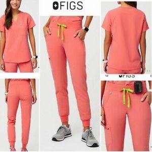 NWT Figs limited edition hot coral set
